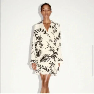 Zara | Satin Effect Print Wrap Tie Dress with Collar Neck | Size XS